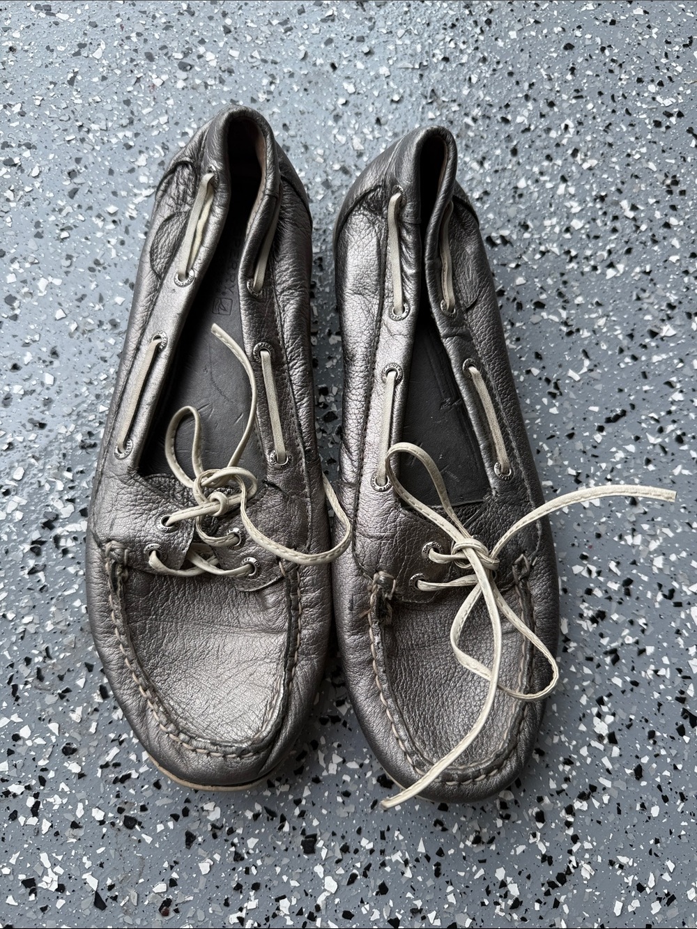 Women’s sperry Leather Moccasin Boat Shoes metallic